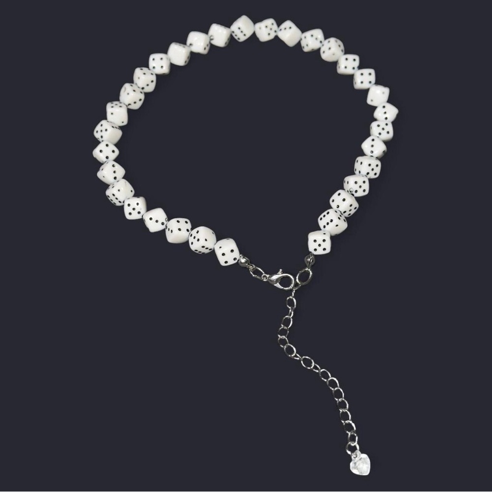 White Dice Choker Necklace